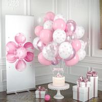 Décorations pour la maison, anniversaires, mariages, fêtes - Ensemble de 30 ballons - Ballons en latex rose avec nœud - Ballons imprimés - Ballons à confettis métalliques