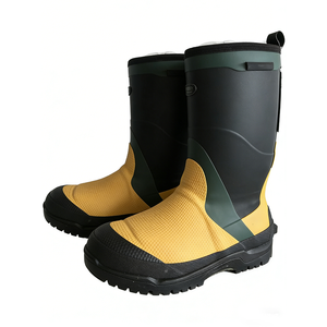 Bottes de pluie courtes chaudes pour hommes, doublure en peluche, entièrement imperméables, semelle antidérapante, chaussures en caoutchouc épaissies confortables pour l'extérieur - Product Image 2