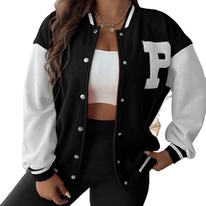 Chaqueta universitaria con botones de la mejor calidad hecha a medida para mujer, abrigo Letterman con forro de lana, Material de relleno de algodón, tela estampada - Product Image 1