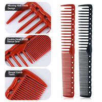 Peigne à cheveux droit double face de qualité supérieure pour salon, à dents fines et larges, indéformable, capacité 332 mèches, manche en plastique