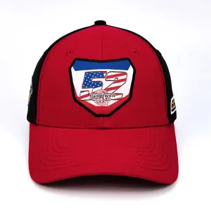 Custom alta qualidade Bordado patch f1 corrida Sports chapéu vintage vermelho preto 6 painéis chapéu touro retro equipado Baseball Cap