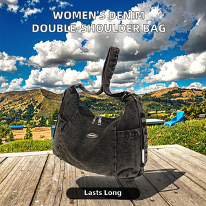 Marque chinoise 	 Sac fourre-tout décontracté léger pour femme en jean, multifonctionnel, style japonais, fermeture éclair - Product Image 2