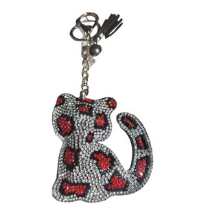 Llavero <span class=keywords><strong>de</strong></span> aleación con estampado <span class=keywords><strong>de</strong></span> leopardo y gato <span class=keywords><strong>de</strong></span> dibujos animados, bonito y creativo, con diamantes <span class=keywords><strong>de</strong></span> imitación y borla, para regalo <span class=keywords><strong>de</strong></span> niñas, venta al por mayor - Product Image 5