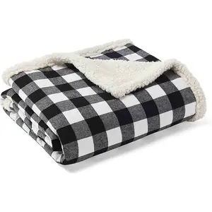 Sherpa Plaid Throw Blanket Fuzzy Fluffy Cozy Soft Blanket Fleece Flannel Plush Microfiber Blanket For Couch Bed