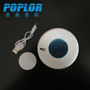 Luz nocturna LED Poplor, redonda, con carga tipo C, con botón, diseño minimalista para armario, baño, mesita de noche - Product Image 2