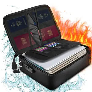 2023 Tipo rígido Arquivo Lockable Fireproof Document Box Arquivo dobrável Grande Capacidade Folding Business Use Passaporte Organizador Caixa