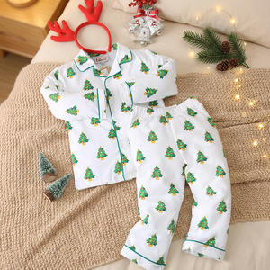 Printed <b>Christmas</b> Tree <b>Baby</b> Girls Children 100% Cotton OEKO-TEX Certified Breathable Custom <b>Pajama</b> Clothing Set BB2351 - Product Image 3