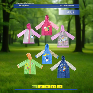 Veste imperméable à capuche en PVC avec boutons-pression, motif dessin animé pour adulte E-007 - Product Image 3