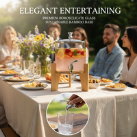 Distributeur OEM en gros avec robinet, carafe portable en verre pour fêtes et maison, pour vin, boissons, sodas, jus de fruits, ustensiles de bar élégants