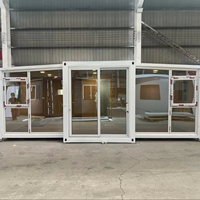 Casa Contenedor Modular Prefabricada Moderna, Techo Plano Desmontable, Estructura de Acero Prefabricada, Ventanas de Aluminio, Villa o Apartamento