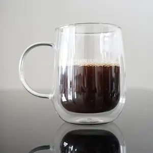 Yeni varış kahve fincanı çift duvar cam bardak