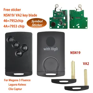 Clé de voiture sans clé noire pour <span class=keywords><strong>Megane</strong></span> <span class=keywords><strong>3</strong></span> Fluence Scenic pour Koleos Clio Captur <span class=keywords><strong>Carte</strong></span> intelligente PCF7952/7953 Puce 433Mhz - Product Image 3