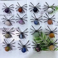5,7 cm Vente en gros d'usine : sculptures gravées en cristal naturel (fluorite, opale, améthyste, jaspe, obsidienne) en forme d'araignée, modèle Business
