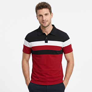 Freandy Sports Men's Color Block Polo Shirt Short Sleeve Knitted Regular <b>Fit</b> Breathable Casual Tee Custom Cotton - Product Image 3