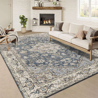 Tapis Rétro Bohème à Motifs Floraux, Lavable, Antidérapant, à Poils Courts, en Polyester, Résistant à l'Eau, Adapté aux Animaux Domestiques, pour Chambre à Coucher