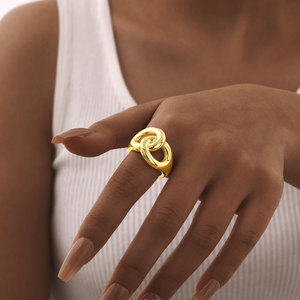 Anillo Francés Dama, Cobre Retro Suave Infinito Anillo Abierto Oro - Product Image 1