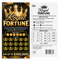 Nouvelles cartes à gratter sur le thème Royal Fortune, billets de loterie personnalisés, impression de données variables pour promotions de détail, gagnant instantané