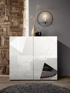 Meuble d'appoint <span class=keywords><strong>Buffet</strong></span> simple peint en blanc avec rangement <span class=keywords><strong>Buffet</strong></span> moderne avec verre pour salon salle à manger - Product Image 5