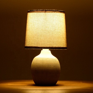 Rustic Antique Fabric Shade Bedroom <strong>Desk</strong> <strong>Lamp</strong> Livingroom Lighting Embossed Stoneware Grey <strong>Small</strong> Led Table <strong>Lamp</strong> - Product Image 3