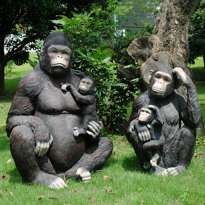 Levensgrote Gorilla Standbeeld Dier Standbeeld Glasvezel Safari Rekwisieten Voor Wildlife Park