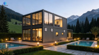 Maison Modulaire en Acier à Deux Étages, Design Moderne, Grandes Fenêtres en Verre, Caractéristique Respirante pour Villa de Vacances en Forêt ou Hébergement de Type Resort