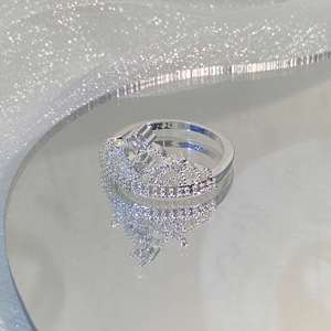 Anillo de Zirconia Micropavimentada, Anillo de Declaración para Mujer, Joyería de Boda y Compromiso, Anillo de Dedo de Princesa Brillante con Diamantes de Zirconia - Product Image 3