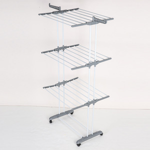 Étagère pliable et détachable de type aile, sur pied, à trois niveaux, en acier inoxydable, réglable, gain de place, multifonctionnelle, écologique - Product Image 6