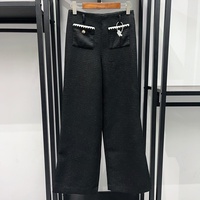 OUDINA Nouvel ensemble deux pièces élégant pour femme : Blazer court en tweed à boutonnage simple et pantalon contrastant