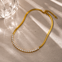Collier tennis CZ en acier inoxydable, chaîne serpent plaqué or, zircon rond, étanche, hypoallergénique, cadeau bijoux