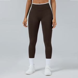<span class=keywords><strong>Mallas</strong></span> deportivas de cintura alta para Fitness, <span class=keywords><strong>mallas</strong></span> de contorno sin costuras, secado rápido, transpirables, levantamiento de cadera, nuevas medias de Yoga personalizadas, sólidas - Product Image 2