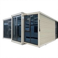 Maison conteneur de bureau économique avec porte vitrée, aspect bois, capsule de transport modulaire, maison mobile, verre isolant, personnalisable