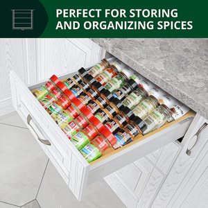 Royal Craft Wood Bamboo Spice Rack Multi Layer Drawer Organizer <b>Storage</b> <b>Tray</b> For Glass Bottles Kitchen Seasoning Holder - Product Image 4