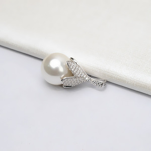 อุปกรณ์ทำเครื่องประดับเงินแท้ S925 สำหรับผู้หญิง ถาดเปล่าสำหรับไข่มุก 13-16 มม. จี้หัวหมวกใหญ่ 724 - Product Image 3