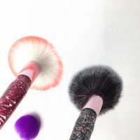 Ensemble de pinceaux de maquillage pour le visage de luxe avec manche en plastique, poils synthétiques, pochette, paillettes de sable mouvant pour les yeux, 10 pièces, haute qualité