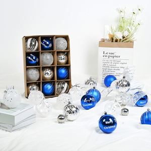 Adornos Navideños, Bolas de Plástico Colgantes Reutilizables, Inastillables, Pintadas en Azul Plateado, Electrochapadas, de 8 cm de Diámetro, en Caja de Regalo - Product Image 2