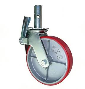 Roue de chariot pour échafaudage robuste |   5" 6" 8" 10" PU sur fonte de fer |   avec frein |   Jianglong - Product Image 1