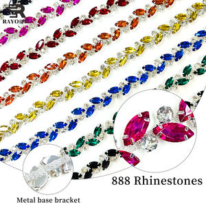 カラフルな高密度ラインストーントリムファッショナブルなフラットバック縫い付けクリスタルカップチェーン結婚式ABS刺繍アップリケ服接着剤 - Product Image 2