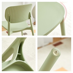 Chaise de salle à manger moderne minimaliste nordique en plastique PP, pour usage domestique, chaise de bureau/tabouret pour adulte avec dossier, chaise de maquillage tendance avec fonction rafraîchissante - Product Image 6