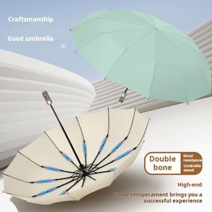 LM-H 12 Ribs Fully Automatic Three-Folding Windproof Anti-Rebound Reverse Umbrella Reflective <b>Strip</b> Classic Enlarged Design - Product Image 3