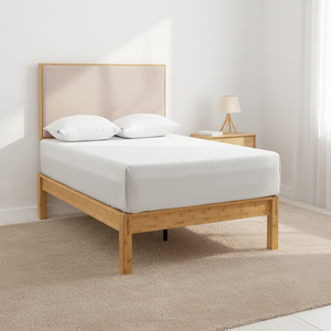 Zb BSci आधुनिक सरल डिजाइन बांस बिस्तर फ्रेम हेडबोर्ड ठोस लकड़ी मंच बेडरूम फर्नीचर के साथ - Product Image 4