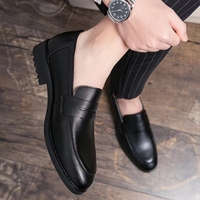 Mocassins pour hommes élégants à bout rond en cuir synthétique, style décontracté et habillé, pour le bureau
