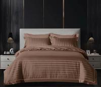 100% coton 300TC ensemble de literie à motif de rayures en satin pour maison ou hôtel ensemble de linge de lit ensemble de housse de couette