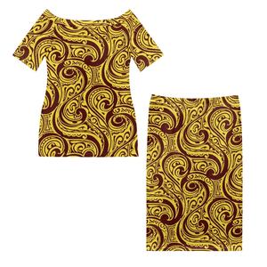 Conjuntos de vestido hasta el <span class=keywords><strong>tobillo</strong></span> informales para mujer Diseños de tatuajes tribales al por mayor populares isleños de dos piezas personalizables-Samoan Tonga - Product Image 5