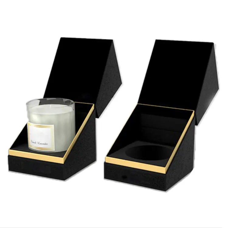 Logo personalizzato di stampa di carta candela nera di imballaggio scatole regalo di lusso candela vasi con coperchio e scatola