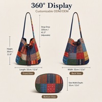 Sac à cordon bohème coloré et écologique, patchwork, cadeau, festival, personnalisable ODM/OEM