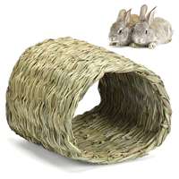 Tunnel en paille écologique pour animaux de compagnie – Maisonnette artisanale en herbe pour lapins, cochons d'Inde, hérissons – Jouet cachette sans assemblage requis