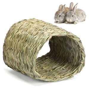 Túnel de Paja Ecológico para Mascotas, Casa para Conejos, Cobayas y Erizos - Juguete de Escondite Hecho a Mano con Hierba, No Requiere Ensamblaje - Product Image 5