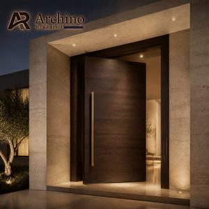 Puerta Pivotante Arquitectónica Moderna con Acabado en Madera y Manija <span class=keywords><strong>de</strong></span> Barra <span class=keywords><strong>de</strong></span> Latón para Residencias <span class=keywords><strong>de</strong></span> Lujo y Villas Grandes - Product Image 1