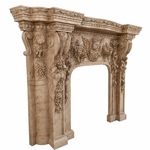 Customized Marble <b>Fireplace</b> Modern Hand Carved Luxury Classic Cream Beige Marble <b>Fireplace</b> Mantel Marble <b>Fireplace</b> Surround - Product Image 2