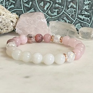 Pulsera <span class=keywords><strong>de</strong></span> cuentas <span class=keywords><strong>de</strong></span> 8mm con símbolo <span class=keywords><strong>de</strong></span> la paz, <span class=keywords><strong>piedra</strong></span> lunar, Cuarzo Rosa, Ópalo, cuarzo agrietado para soporte <span class=keywords><strong>de</strong></span> <span class=keywords><strong>fertilidad</strong></span> y concepción - Product Image 6
